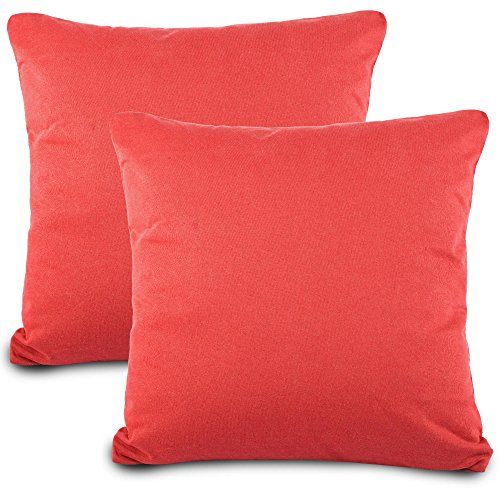 aqua-textil Classic Line Kissenbezug 2er-Set 50 x 50 cm Kirsch rot Baumwolle Dekokissen Bezug Reißverschluss Jersey Kissenhülle von aqua-textil