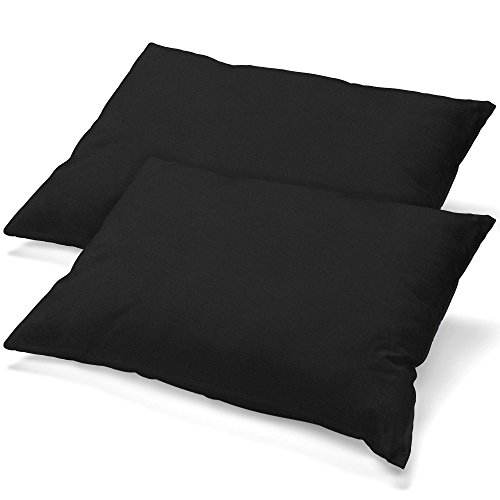aqua-textil Classic Line Baumwoll Kissenbezug 2er-Set 50x75 schwarz e Kissen Bezug Reißverschluss Jersey Kissenhülle von aqua-textil