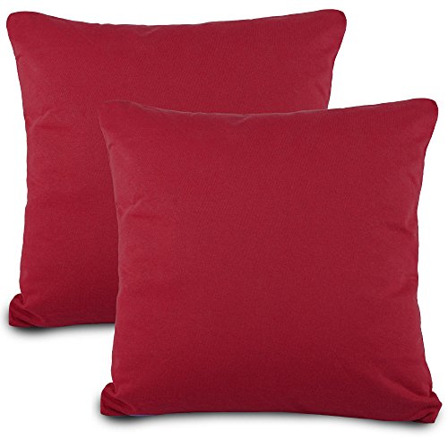 aqua-textil Classic Line Baumwoll Kissenbezug 2er-Set 60x60 Bordeaux e Kissen Bezug Reißverschluss Jersey Kissenhülle von aqua-textil