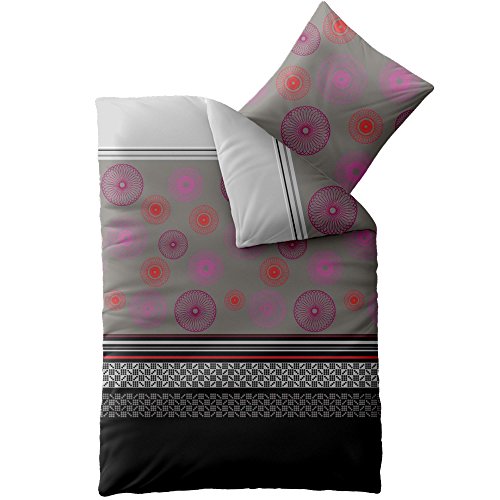 aqua-textil Concept Bettwäsche 155 x 220 cm Mikrofaser Bettbezug Alice Streifen Kreise Grau Pink Schwarz von aqua-textil