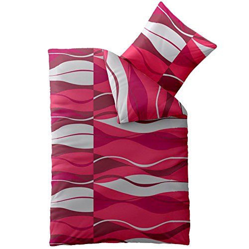 aqua-textil Concept Bettwäsche 155 x 220 cm Mikrofaser Bettbezug Ambra Wellen Rot Grau von aqua-textil