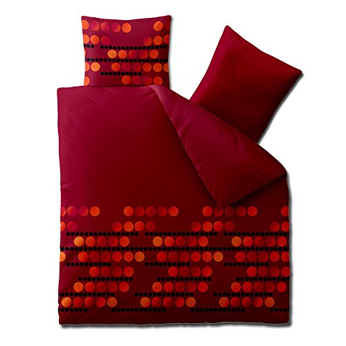 aqua-textil Concept Bettwäsche 200 x 220 cm Mikrofaser Bettbezug Kyra Punkte Rot Orange von aqua-textil