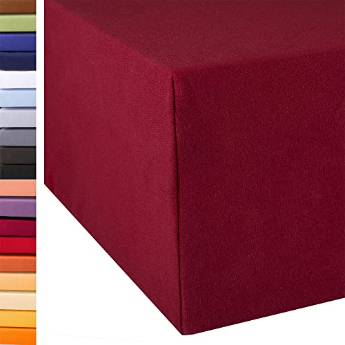 aqua-textil Exclusiv Spannbettlaken 90x200-100x220 cm Bordeaux rot Jersey Baumwolle 230g/qm Spannbetttuch Elastan Laken von aqua-textil