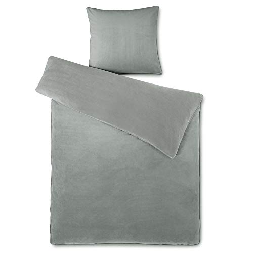 aqua-textil Feelwell Bettwäsche 135 x 200 cm 2teilig Coral Fleece Bettbezug Mikrofaser Thermo Flausch Silber grau von aqua-textil
