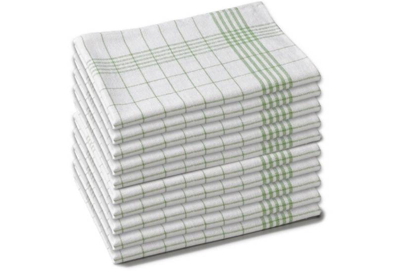 aqua-textil Geschirrtuch Geschirrtuch Abtrocknen reine Baumwolle 10erPack 50x70cm kariert grün, (1x Geschirrtuch 10er Pack) von aqua-textil