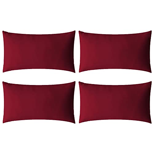 aqua-textil Luxury Bettwäsche zum Kombinieren 30 x 50 cm 4X Kissenbezug Bordeaux rot Baumwolle Mako Satin Kopfkissenbezug von aqua-textil