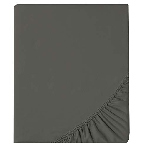 aqua-textil Luxury Bettwäsche zum Kombinieren 90 x 200 cm Spannbettlaken anthrazit grau Baumwolle Mako Satin Bettlaken von aqua-textil