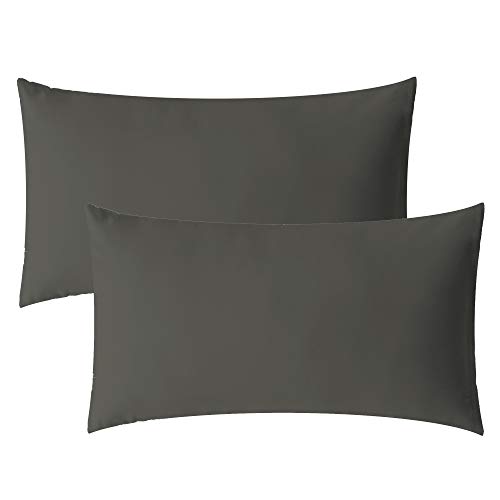 aqua-textil Luxury Bettwäsche zum Kombinieren Doppelpack 30 x 50 cm Kissenbezug anthrazit grau Baumwolle Mako Satin Kopfkissenbezug von aqua-textil