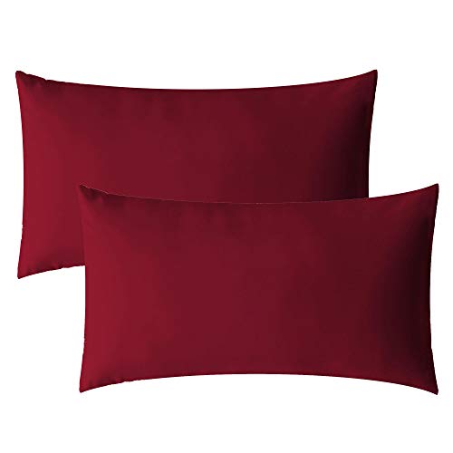 aqua-textil Luxury Bettwäsche zum Kombinieren Doppelpack 40 x 80 cm Kissenbezug Bordeaux rot Baumwolle Mako Satin Kopfkissenbezug von aqua-textil