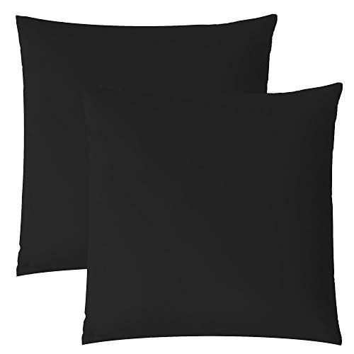 aqua-textil Luxury Bettwäsche zum Kombinieren Doppelpack 60 x 60 cm Kissenbezug schwarz Baumwolle Mako Satin Kopfkissenbezug von aqua-textil