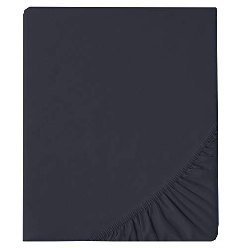 aqua-textil Luxury Bettwäsche zum Kombinieren 160 x 200 cm Spannbettlaken dunkel blau Baumwolle Mako Satin Bettlaken von aqua-textil