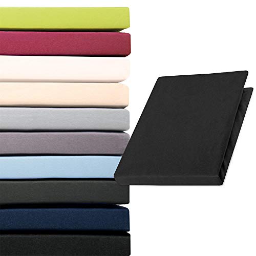 aqua-textil Pur 2er Set Topper Spannbettlaken 90x200-100x200 cm schwarz Topperlaken Boxspringbett 160g/qm Mako Baumwolle von aqua-textil