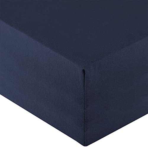 aqua-textil Royal Spannbettlaken Boxspringbett Wasserbett 90x200-100x220 cm dunkel blau 210g/qm Jersey Mako Baumwolle Elasthan Spannbetttuch von aqua-textil