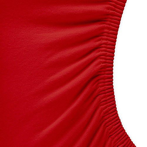 aqua-textil Royal Spannbettlaken Boxspringbett Wasserbett rund Ø ca. 245 cm Rubin rot 210g/qm Jersey Mako Baumwolle Elasthan Spannbetttuch von aqua-textil