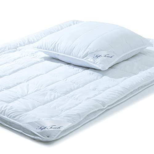 aqua-textil Soft Touch Bettdecke 4 Jahreszeiten 155 x 220 cm Set inkl 1x Kopfkissen 80 x 80 cm Winter Sommer Steppdecke Oeko-TEX von aqua-textil