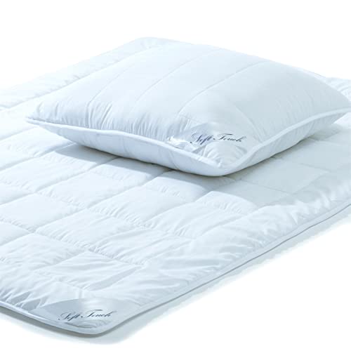 aqua-textil Soft Touch Bettdecke Ganzjahresdecke 155 x 200 cm Set inkl 1x Kopfkissen 80 x 80 cm Winter Sommer Steppdecke Oeko-TEX von aqua-textil