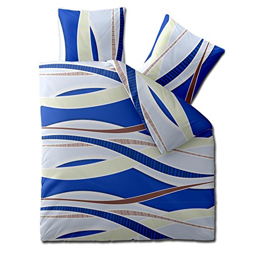 aqua-textil Spirit Bettwäsche 200 x 200 cm 2teilig Baumwolle Satin 4-Jahreszeiten Bettbezug Joana blau von aqua-textil