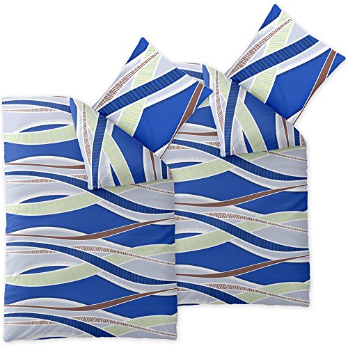 aqua-textil Spirit Bettwäsche Doppelpack 135 x 200 cm 4teilig Baumwolle Satin 4-Jahreszeiten Bettbezug Joana blau von aqua-textil
