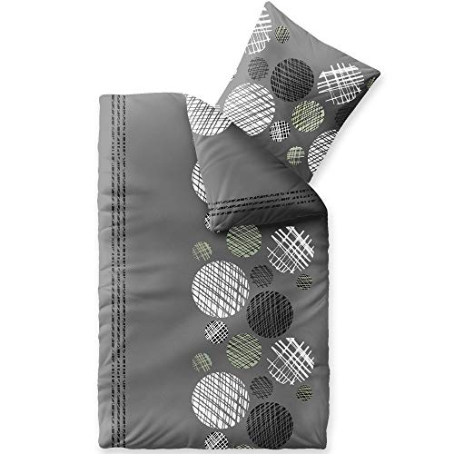 aqua-textil Trend Bettwäsche 135x200 cm 2tlg. Baumwolle Bettbezug Ciara Punkte Streifen Grau Anthrazit Weiß von aqua-textil