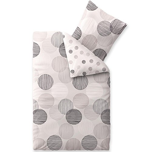 aqua-textil Trend Bettwäsche 135x200 cm 2tlg. Baumwolle Bettbezug Filia Punkte Beige Weiß Grau Anthrazit von aqua-textil
