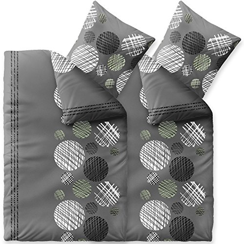 aqua-textil Trend Bettwäsche 135x200 cm 4tlg. Baumwolle Bettbezug Ciara Punkte Streifen Grau Anthrazit Weiß von aqua-textil