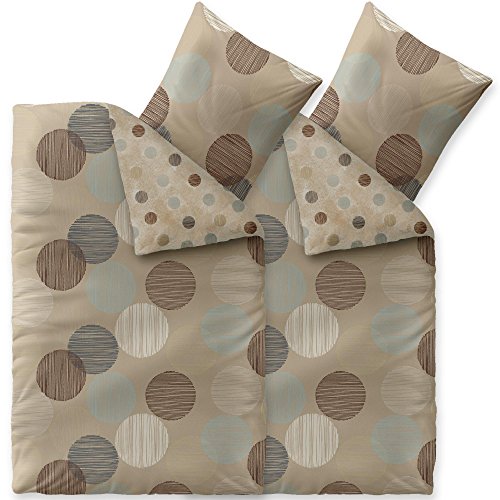 aqua-textil Trend Bettwäsche 155x220 cm 4tlg. Baumwolle Bettbezug Fara Punkte Beige Braun Türkis von aqua-textil