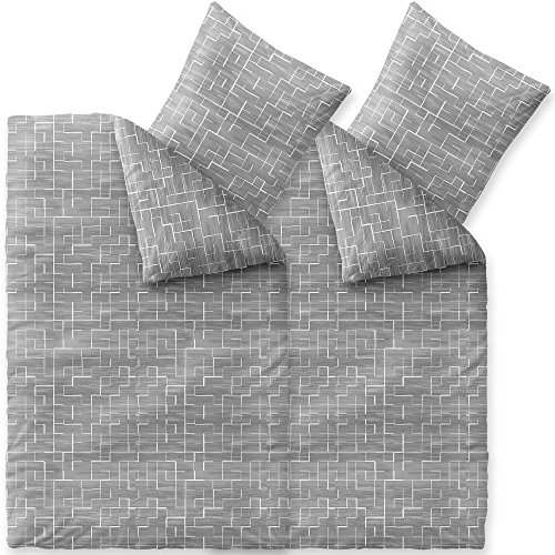 aqua-textil Trend Bettwäsche 155x220 cm 4tlg. Baumwolle Bettbezug Malou Kariert Grau Weiß von aqua-textil
