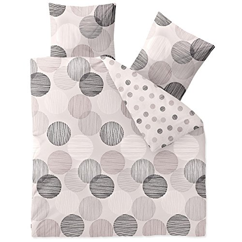 aqua-textil Trend Bettwäsche 200x200 cm 3tlg. Baumwolle Bettbezug Filia Punkte Beige Weiß Grau Anthrazit von aqua-textil