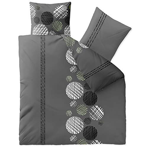 aqua-textil Trend Bettwäsche 200x220 cm 3tlg. Baumwolle Bettbezug Ciara Punkte Streifen Grau Anthrazit Weiß von aqua-textil