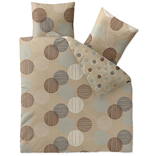 aqua-textil Trend Bettwäsche 200x220 cm 3tlg. Baumwolle Bettbezug Fara Punkte Beige Braun Türkis von aqua-textil