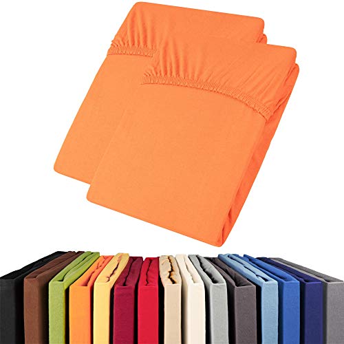 aqua-textil Viana Topper Laken Doppelpack 140x200-160x200 cm orange Baumwolle Spannbetttuch Jersey Spannbettlaken aqua-textil Viana Topper Laken Doppelpack 140x200-160x200 cm orange Baumwolle Spannbetttuch Jersey Spannbettlaken von aqua-textil