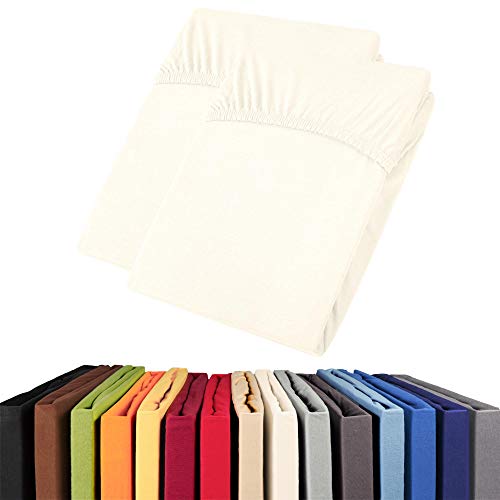 aqua-textil Viana Topper Laken Doppelpack 140x200-160x200 cm weiß Baumwolle Spannbetttuch Jersey Spannbettlaken von aqua-textil