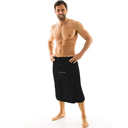 aqua-textil Wellness Saunakilt Herren 70 x 160 cm schwarz Baumwolle Saunasarong Frottee Kilt kurzer Schnitt von aqua-textil