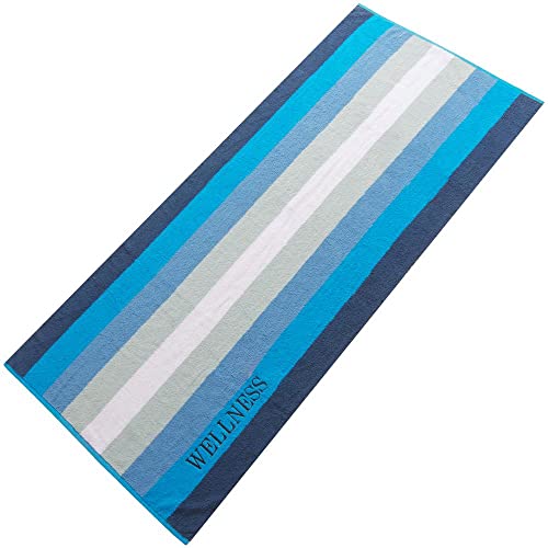 aqua-textil Wellness Saunatuch 80 x 200 cm Streifen blau Baumwolle Frottee Sauna Handtuch Strandtuch von aqua-textil