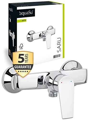 'aquaSu® Brausearmatur Saru, Typ 1/2 '' Brauseabgang unten, Wandbefestigung, Standard S-Anschlüsse, Keramikkartusche, Messingkern, verchromt, 798600 von aquaSu