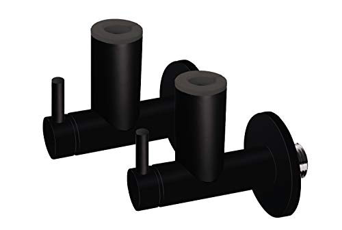 aquaSu® Design Eckventile in matt schwarz | 2er Set | Keramische Dichtscheiben | Wandrosetten | Elegantes Design | Standard-Anschluss: 1/2 IG | Ø 10 mm | Messing | 22696 7 von aquaSu