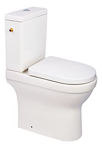 'aquaSu® Spülrandlose WC-Kombi +7,5 cm, weiß, Toilette mit Spülkasten und WC-Sitz, Tiefspüler, Spükasten mit 2-Mengen-Spülung, WC-Sitz mit Absenkautomatik, 04873 6 von aquaSu