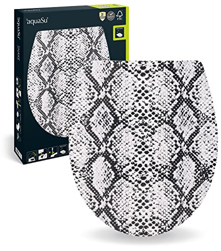 aquaSu® WC-Sitz mit Motiv Schlangenhaut | Toilettendeckel mit Absenkautomatik | Belastbar bis 300 kg | O-Form | Top-Fix | Take-Off | Kunststoffscharniere | Matt-glanz | Duroplast | 40733 5 von aquaSu