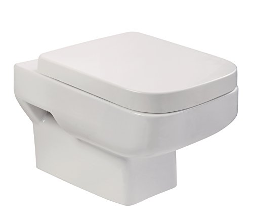 'aquaSu® Wand WC-Set, Weiß, Inklusive WC-Sitz mit Soft-Close-Absenkautomatik, Tiefspüler, Toilette von aquaSu