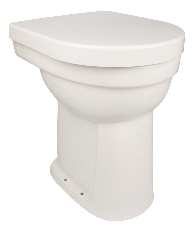 aquaSu Flachspül-WC, Bodenstehend, Abgang Senkrecht, Erhöhtes Stand WC +10 cm, WC-Sitz mit Absenkautomatik, 026031 von aquaSu