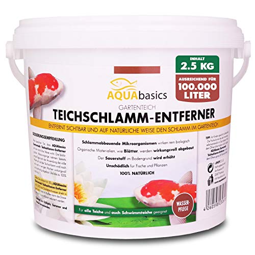 AQUAbasics Gartenteich Teichschlamm-Entferner baut im Teich Schlamm, Mulm und organische Stoffe (Blätter) natürlich ab, Größe:2.5 kg von aquabasics