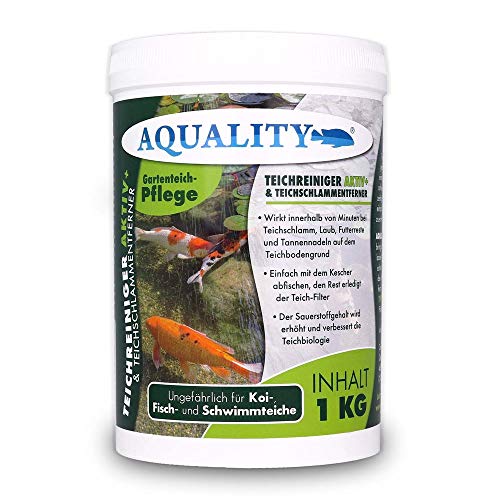 AQUALITY Teichreiniger & Teichschlammentferner (Wirkt innerhalb von Minuten - Teichschlamm, Laub, Futterreste und Tannennadeln), Inhalt:1 kg von AQUALITY Aquaristik & Gartenteich