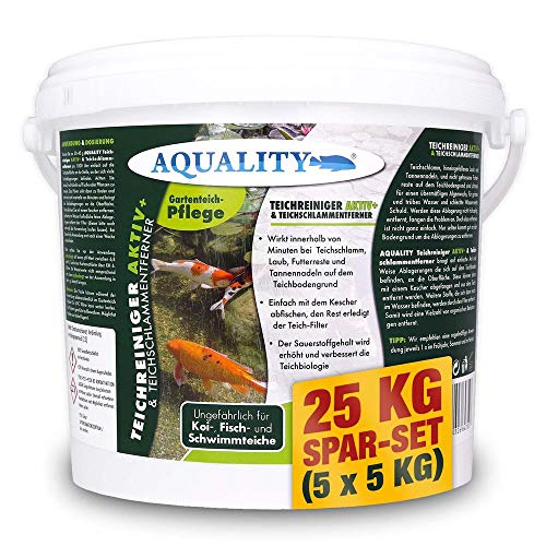 aquality Teichreiniger & Teichschlammentferner (Wirkt innerhalb von Minuten - Teichschlamm, Laub, Futterreste und Tannennadeln), Inhalt:25 kg von AQUALITY Aquaristik & Gartenteich