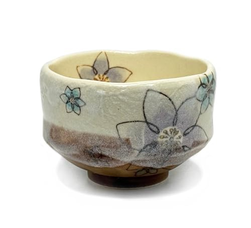 aquanaut Mino Ware Matcha-Schale, Chawan Clematis, Durchmesser 9 cm, hergestellt in Japan von aquanaut