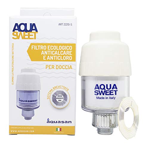 Aquasan Aquasweet Chlorfilter Dusche Luftreiniger Reguliert den pH-Wert entfernt Chlor reizend Schwermetalle austauschbarer Wasserfilter geeignet für jeden flexiblen Wasserhahn und Duschkopf von aquasan