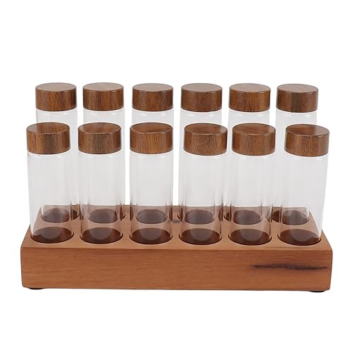 Glas-Kaffeebohnen-Aufbewahrungsröhren mit Walnussständer, Glasbehälter für die Küche (2 Reihen 12 Löcher) von aqxreight