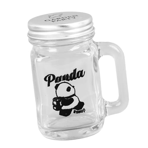 Klares Glas, Panda-Muster, Dicker Griff, Luftdichter Deckel, Hochtemperaturbeständig, Mini-Joghurtglas, für Reisen, Büro (Gehender Panda) von aqxreight
