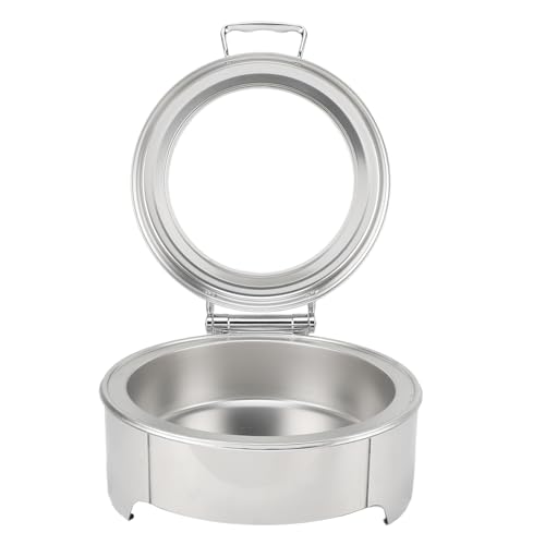 Runder Chafing Dish mit Glasdeckel, 6 L, 300 W, Buffet-Set mit Konstanter Temperaturregelung, EU-Stecker 220-240 V (-3113230348611) von aqxreight