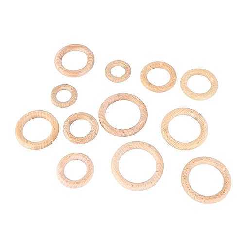 aqxreight 12 -pcs -Holzringe in 6 Größen Unvollendete Holzringe für Verschiedene Handwerksprojekte und Genuss (6 Größen-Set) von aqxreight