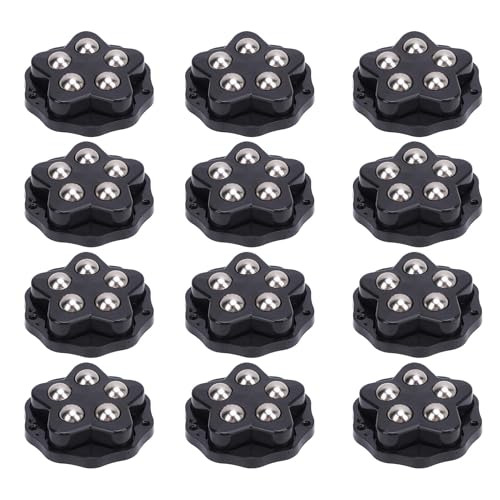 aqxreight 12pcs Selbstkleber Caster mit Bremsbelägen 360 Grad Rotation Dienstmöbel Rollen für Geräte Bücherregal Nachttisch Pflanzer Stützrad mit T Duty Caster (BLACK) von aqxreight